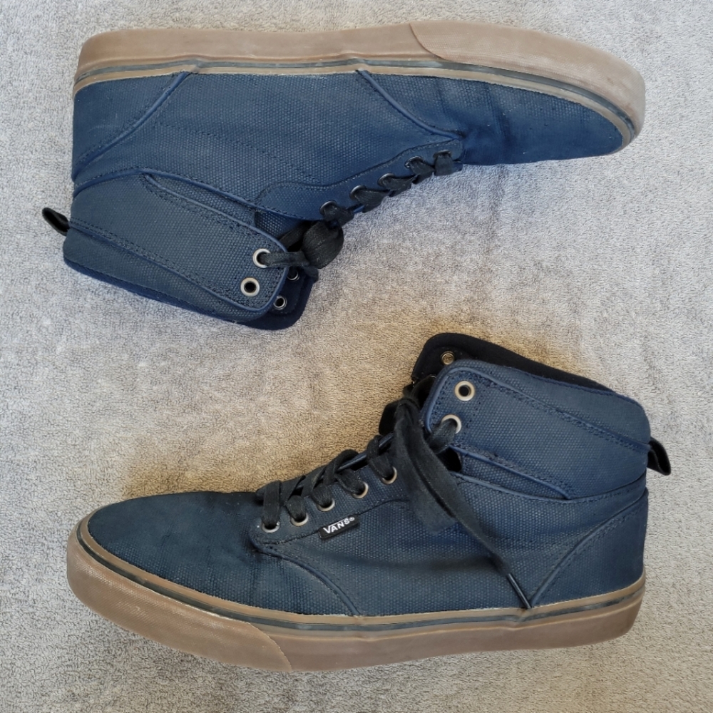 Vans Size 11 Atwood Hi Top Canvas Skate Shoe (Blue/Gum)